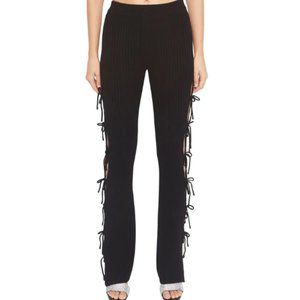 DANIELLE GUIZIO RIB KNIT TIE PANTS IN BLACK MIAOU PANTS